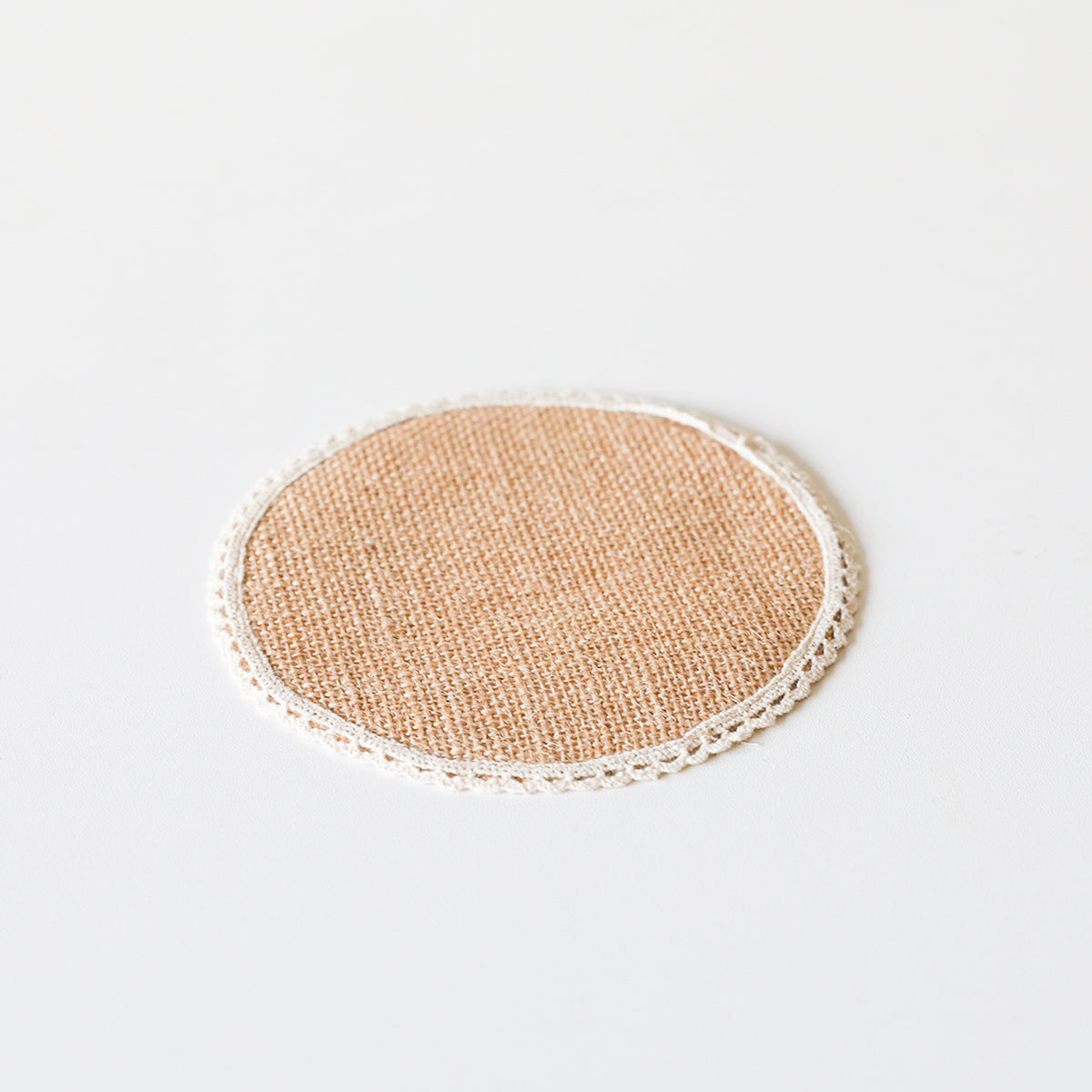 Lace Halo Round Burlap Coaster