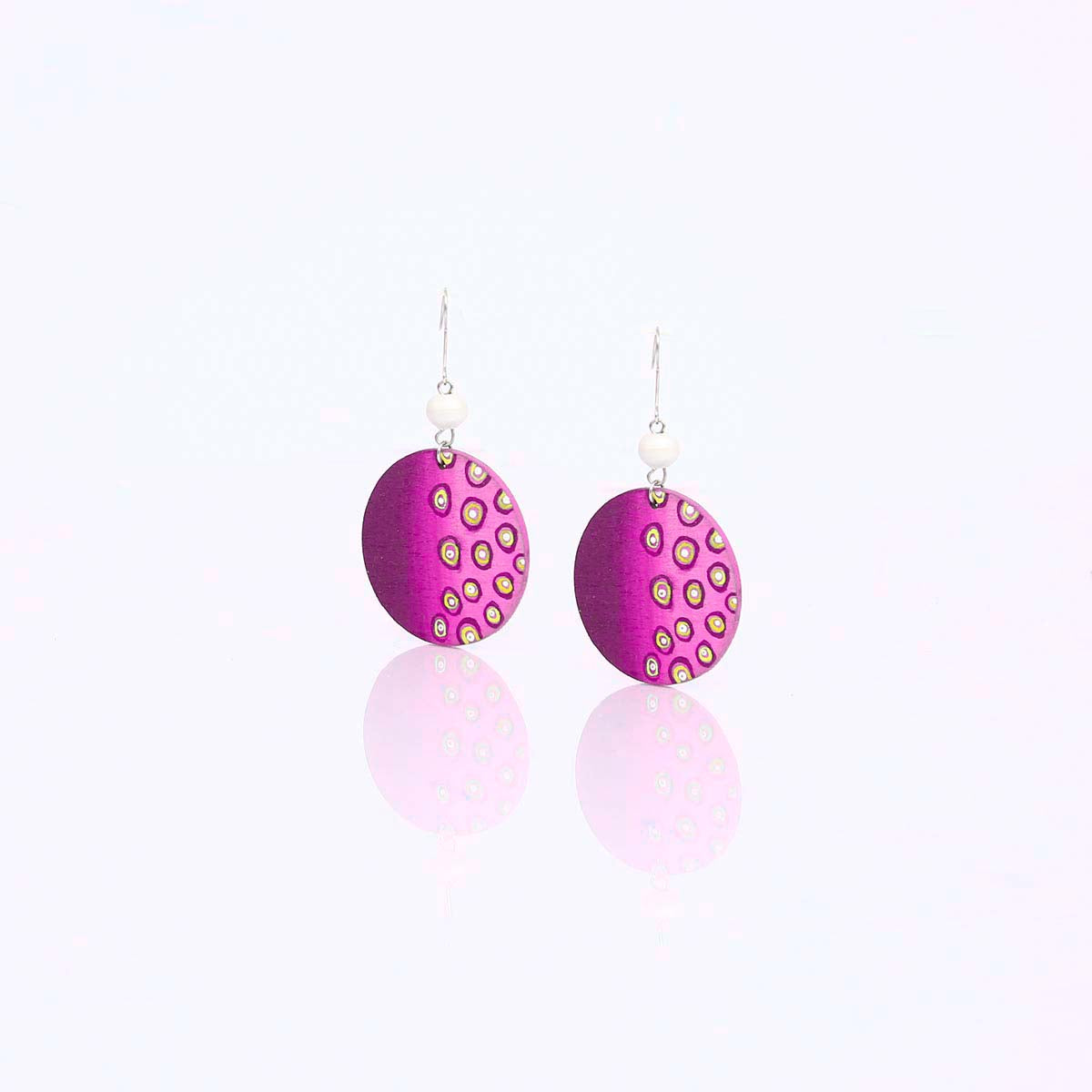 Bubble Shades Magenta Wooden Earrings
