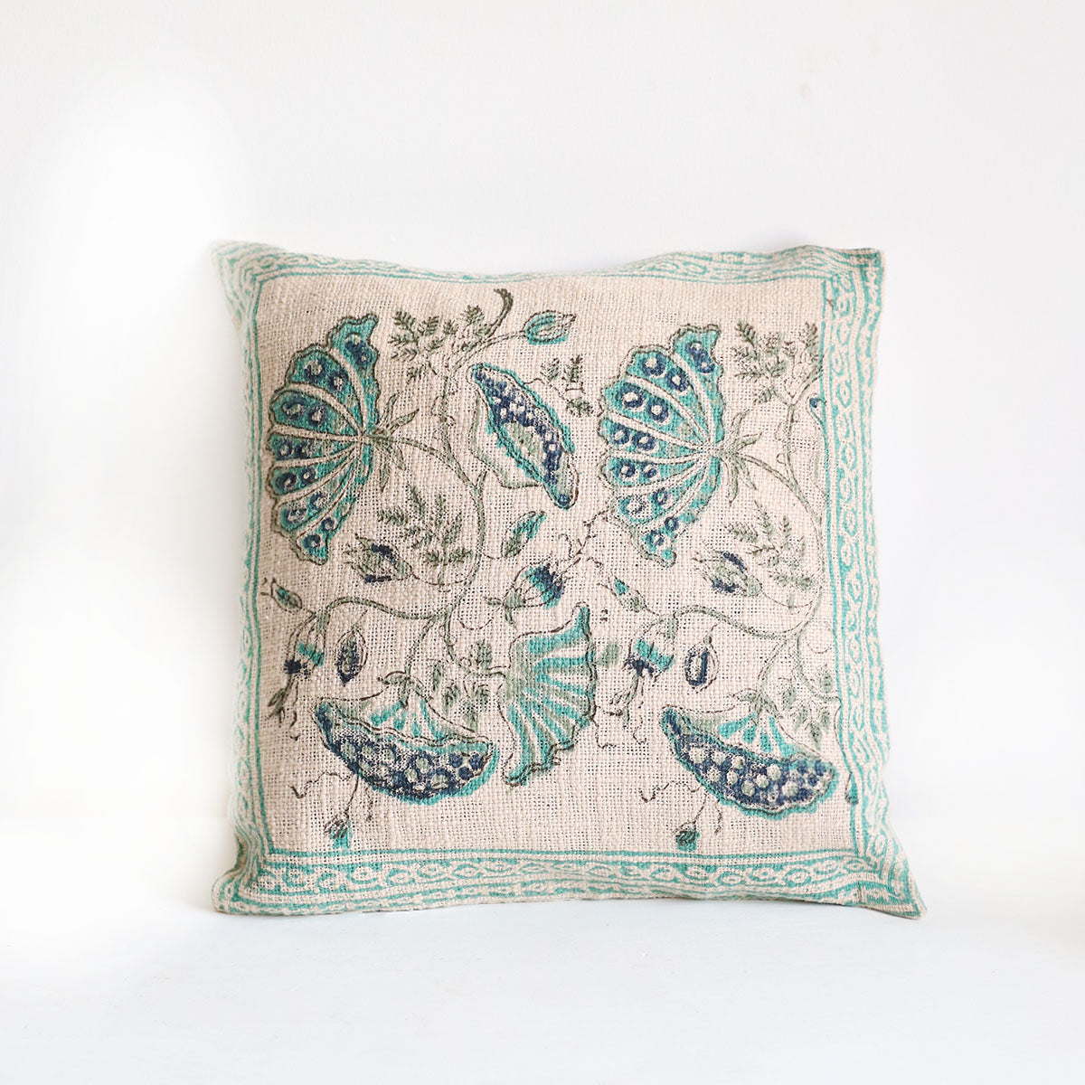 Heritage Blossom Block Printed Cushion Cover