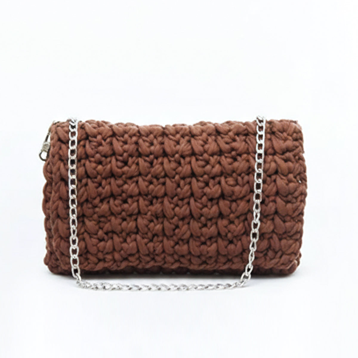 Brown Crotchet Clutch with Chain