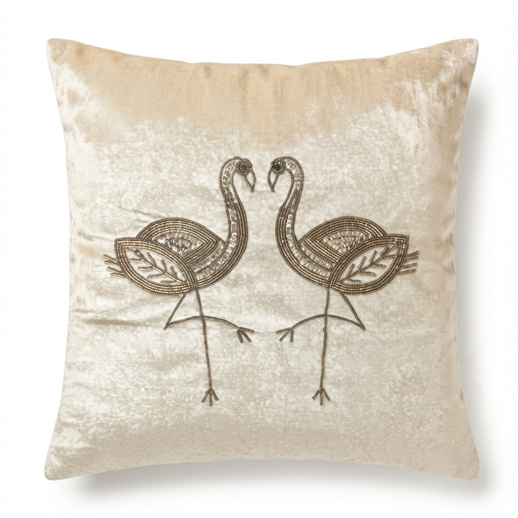 Ivory Flamingo Cushion Cover