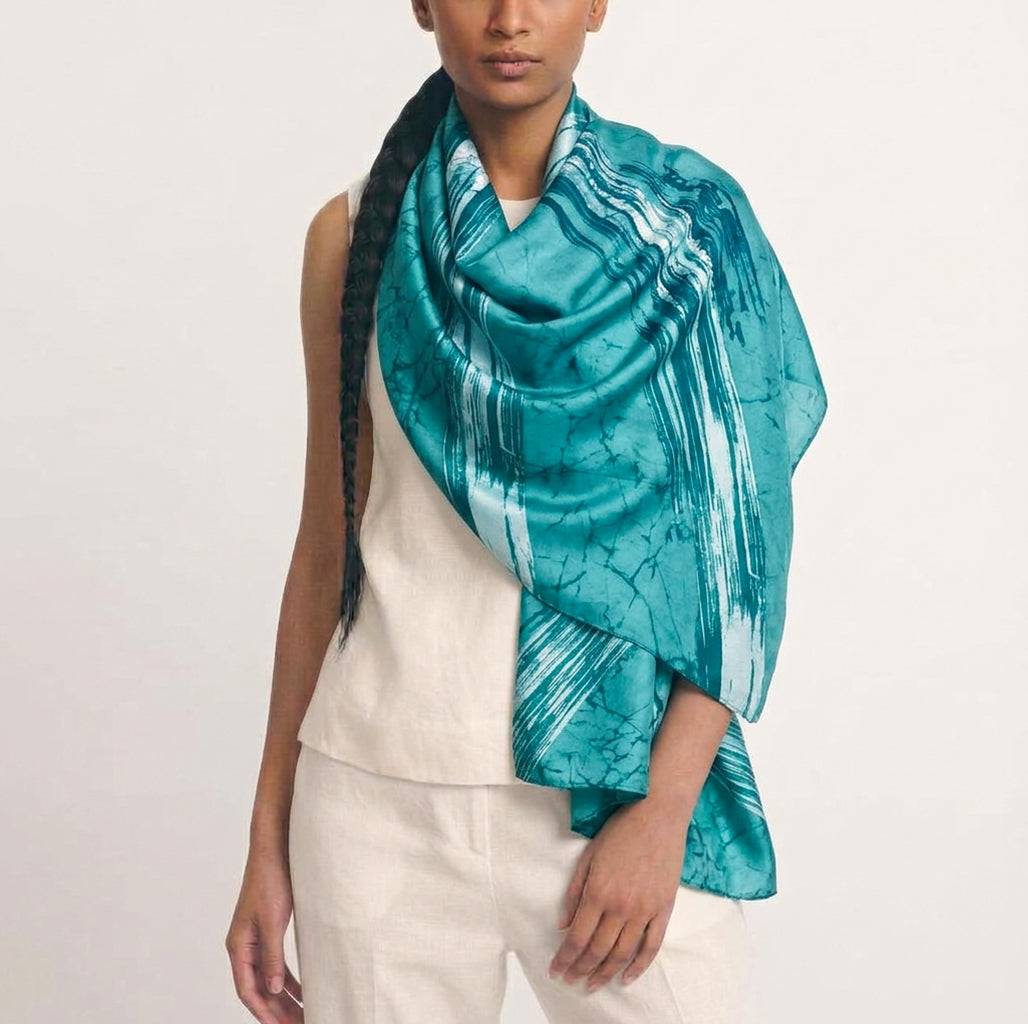Powder Blue Batik Shawl