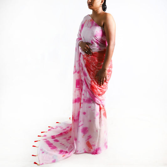 Mystic Magenta Tie-Dye Saree