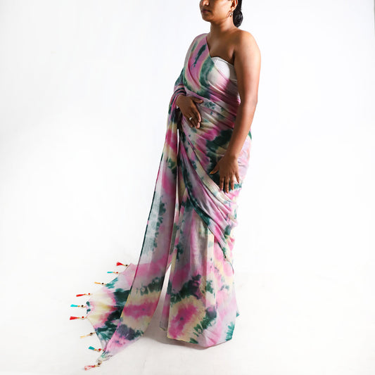 Floral Whisper Tie-Dye Saree