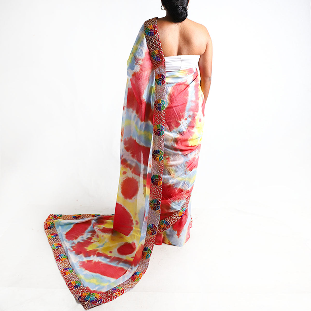 Rainbow Sunrise Tie-Dye Saree