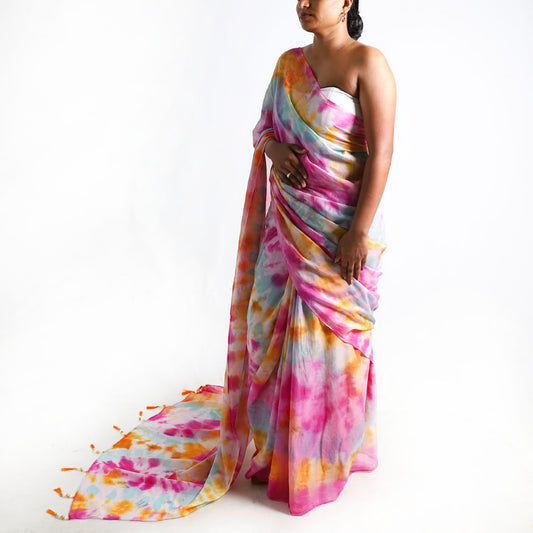 Electric Carnival Tie-Dye Saree