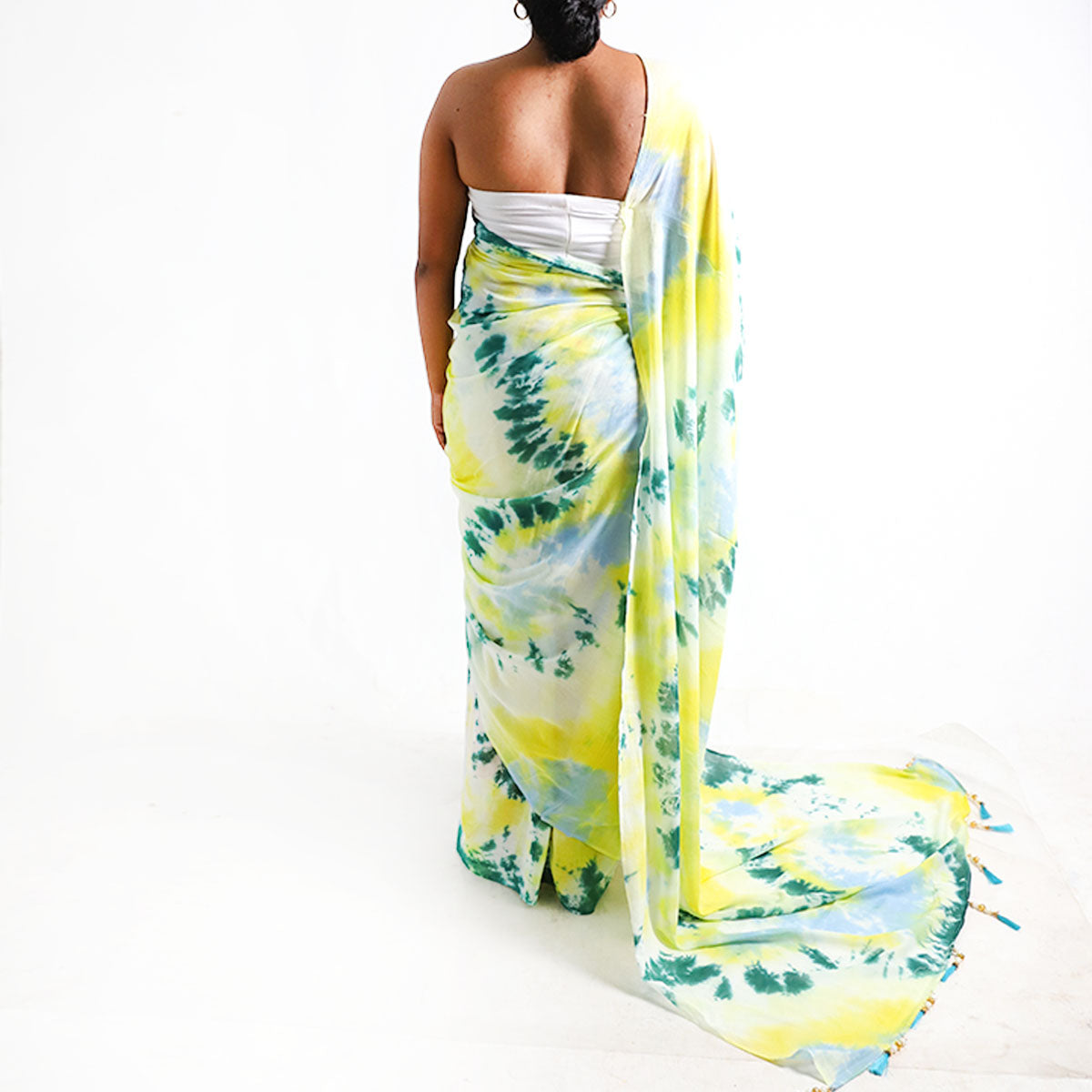 Spring Leaf Tie-Dye Saree