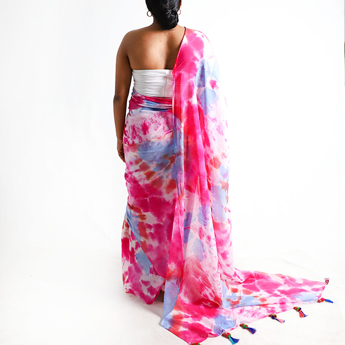 Berry Sunset Tie-Dye Saree