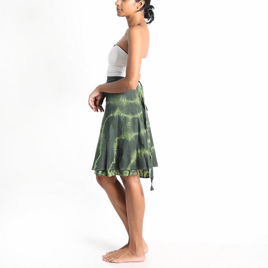 Olive Tie-Dye Wrap Skirt