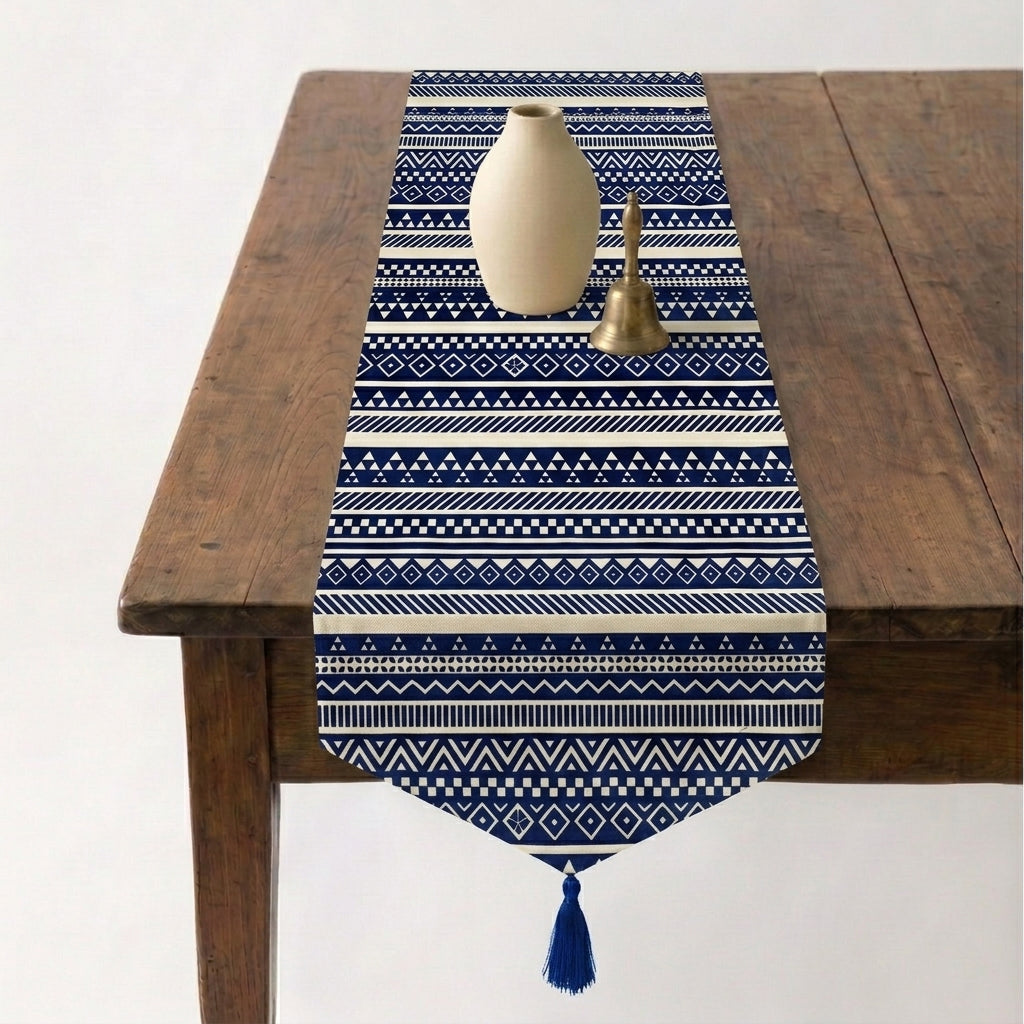 Indigo Aztec Table runner Large
