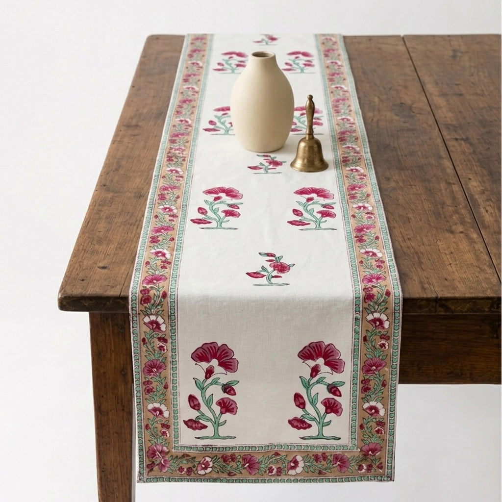 Fauna Block Printed Table Runner