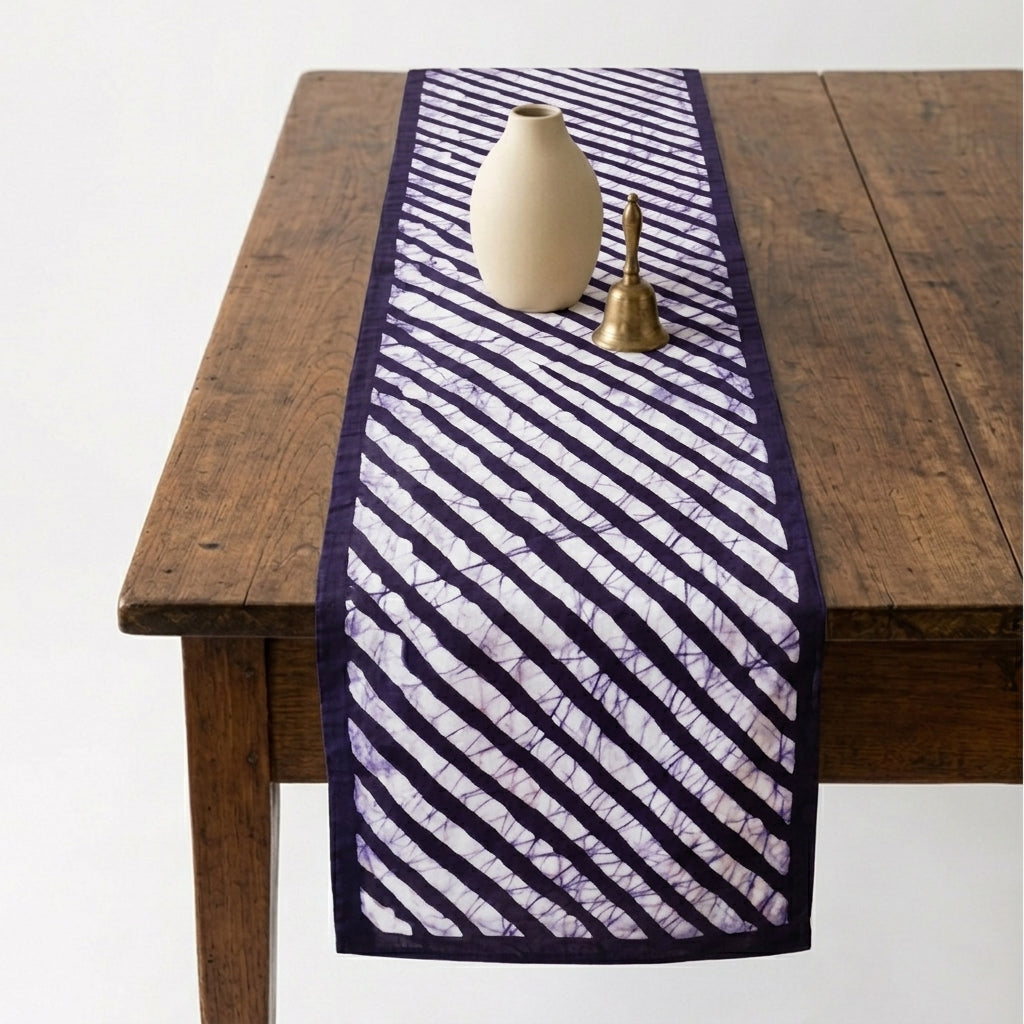 Monochrome Stripes Batik Runner