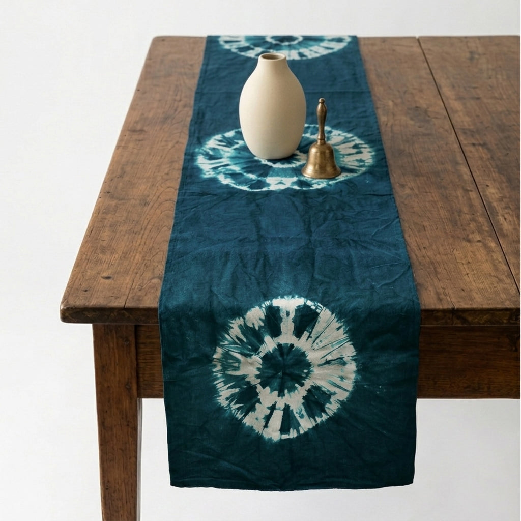 Blue Hues Tie-Dye Table Runner
