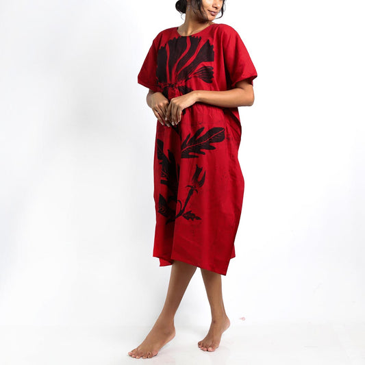 Red Poppy Batik Kaftan