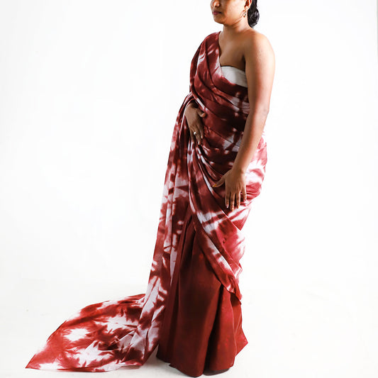 Mystic Maroon Tie-Dye Saree