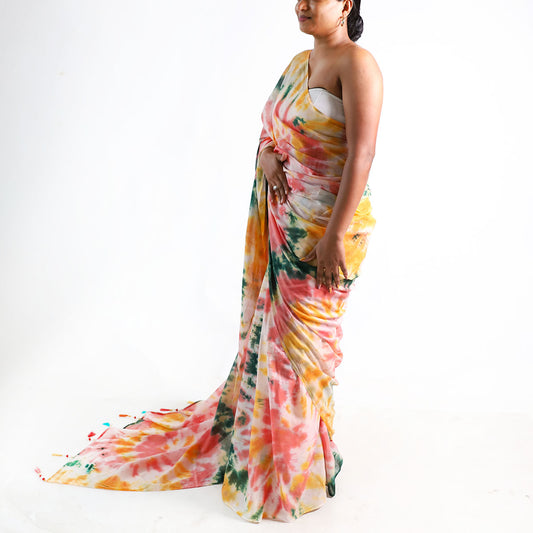 Earthy Elegance Tie-Dye Saree