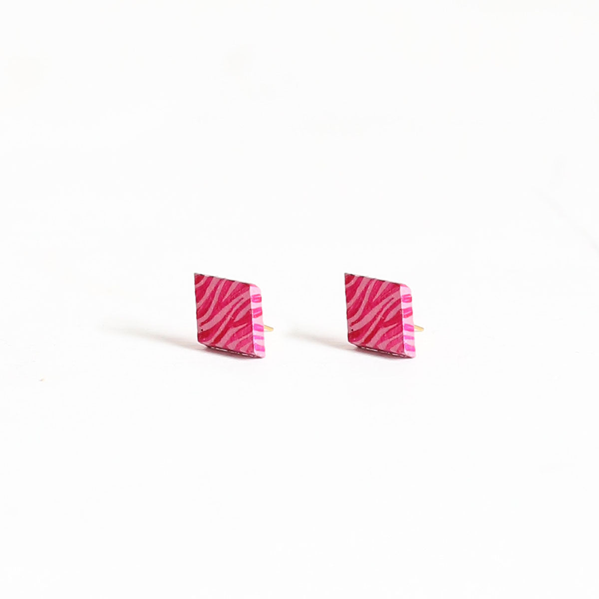 Pink Cheetah Wooden Earrings