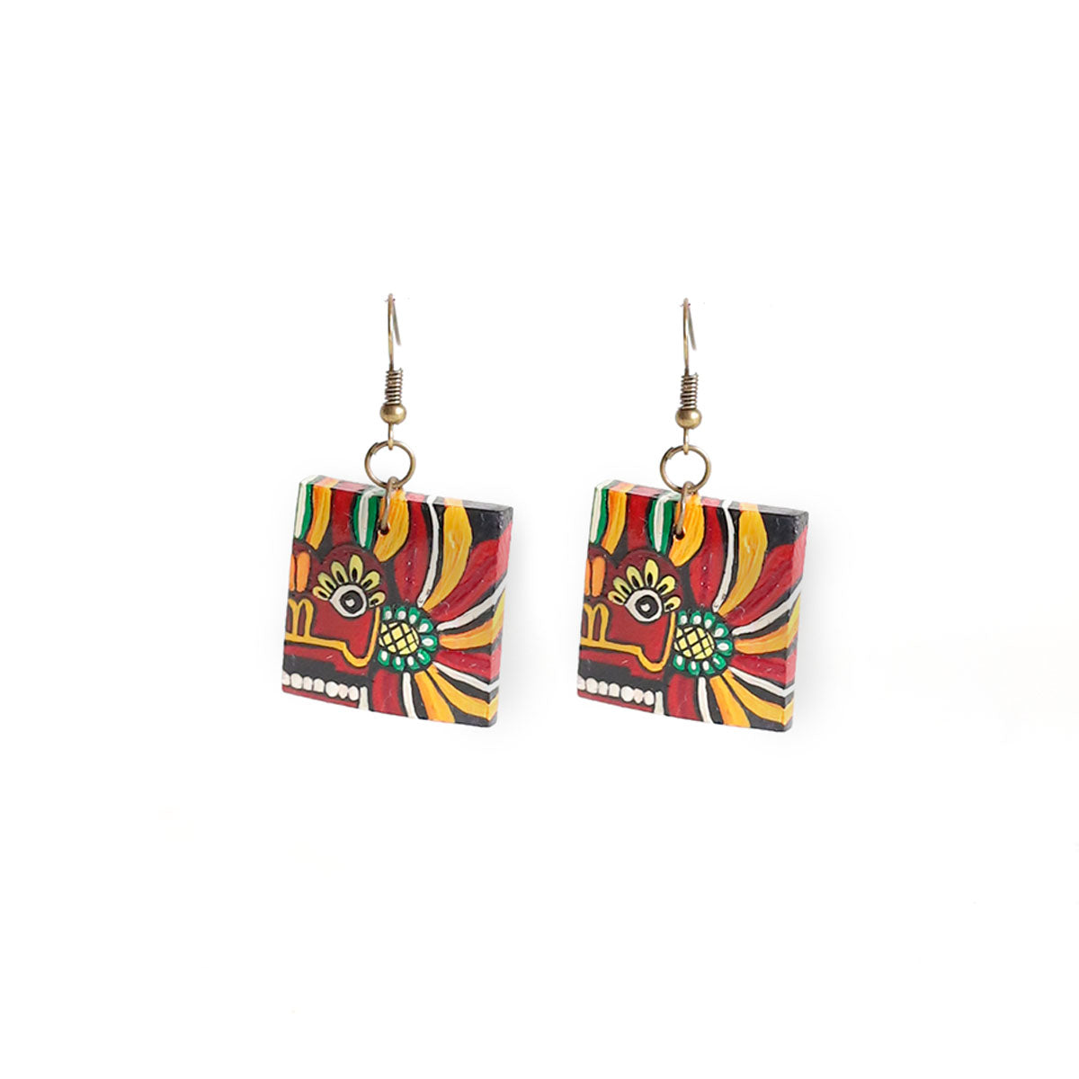 Yaka Mask Wooden Earrings