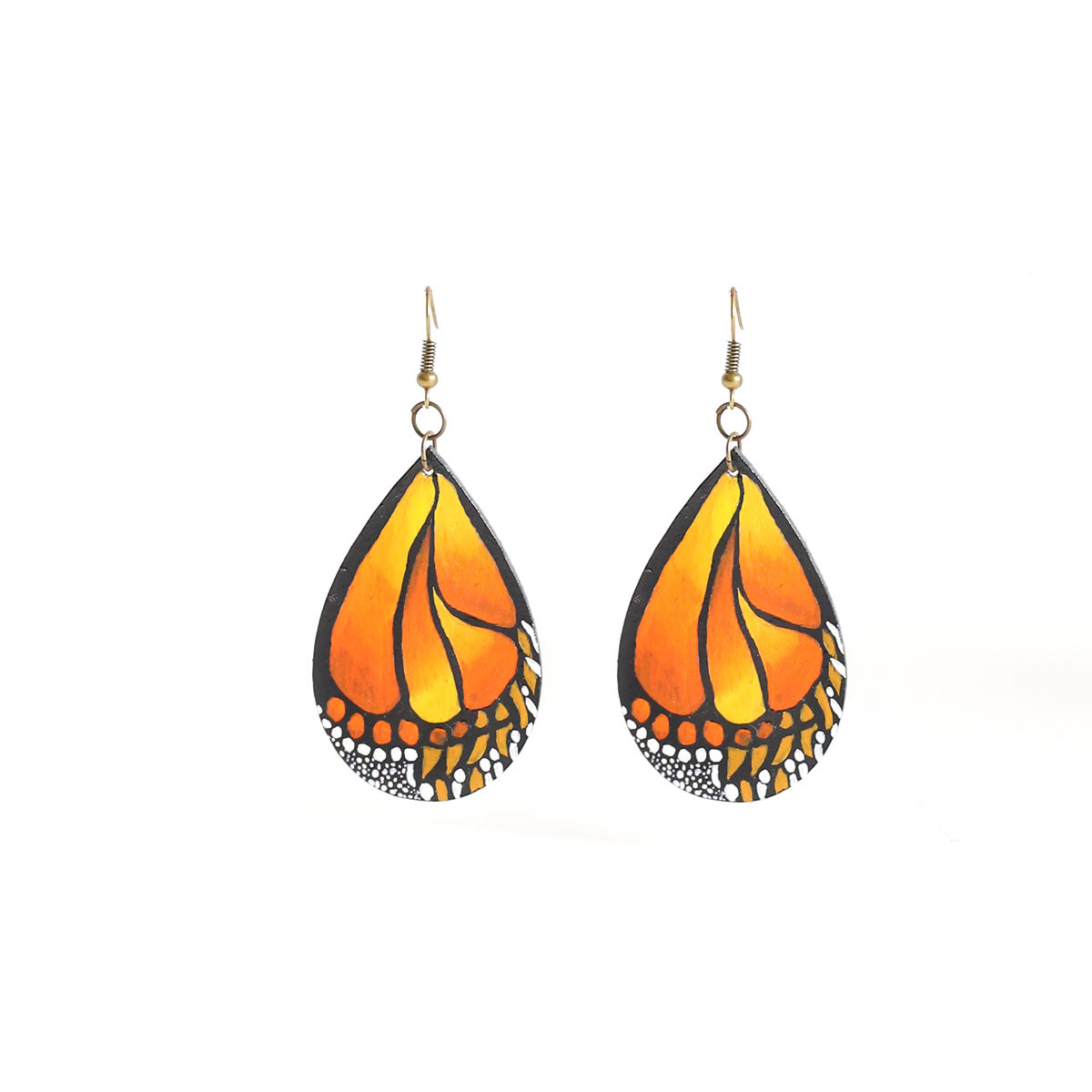 Orange Butterfly Wooden Earrings