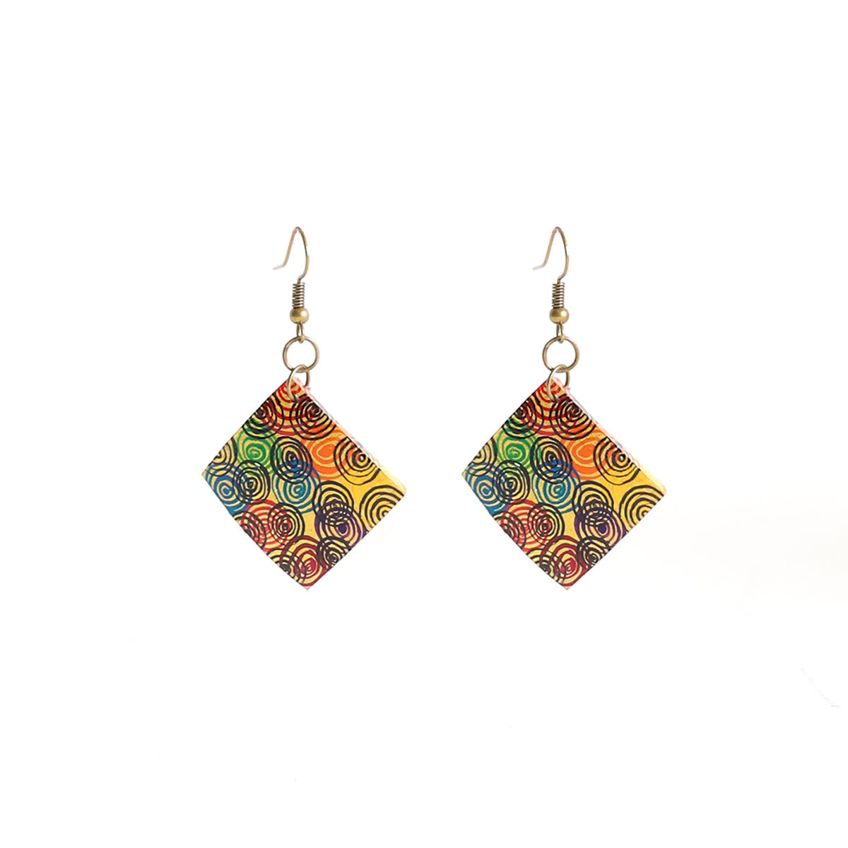Rainbow Burst Wooden Earrings