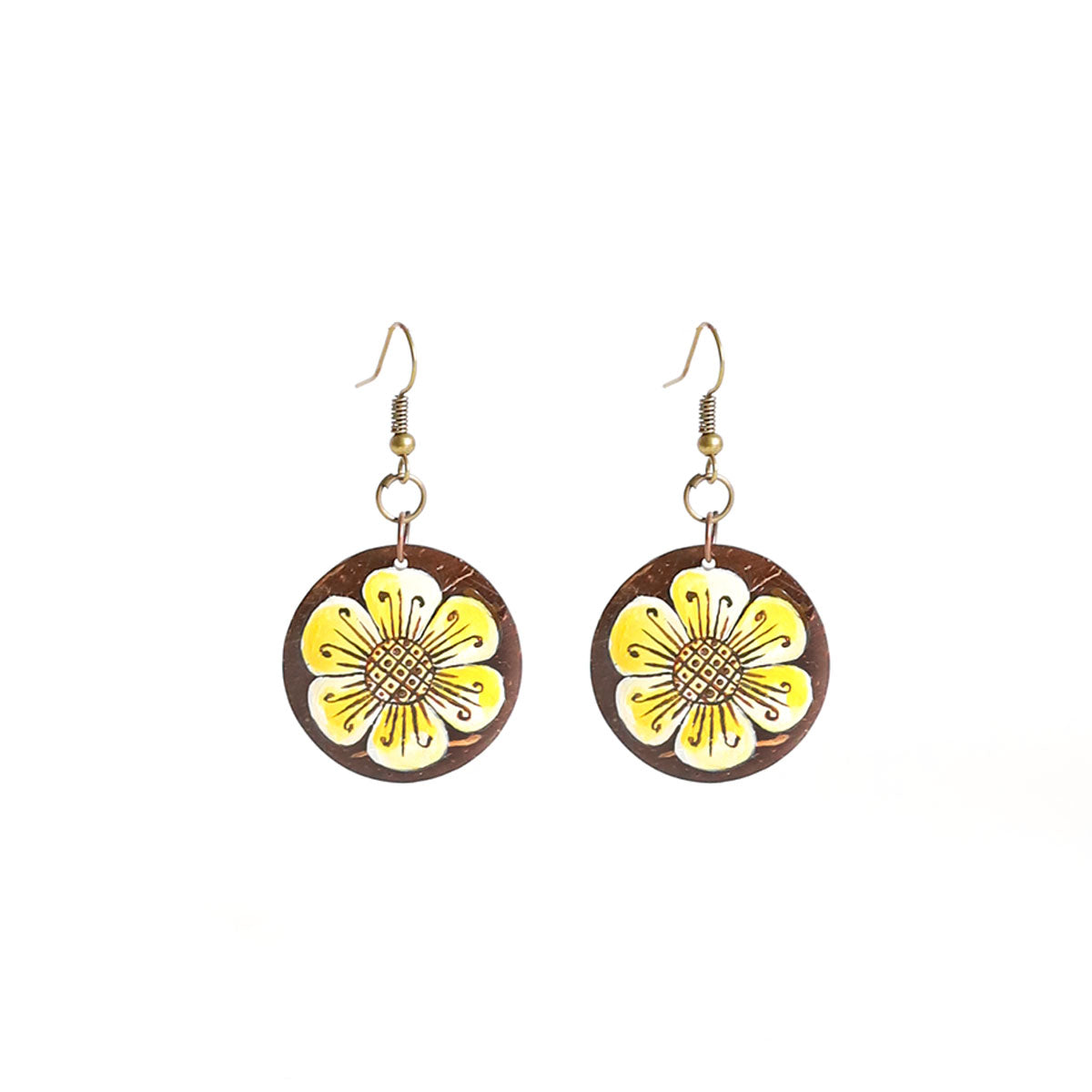 Golden Blooms Wooden Earrings