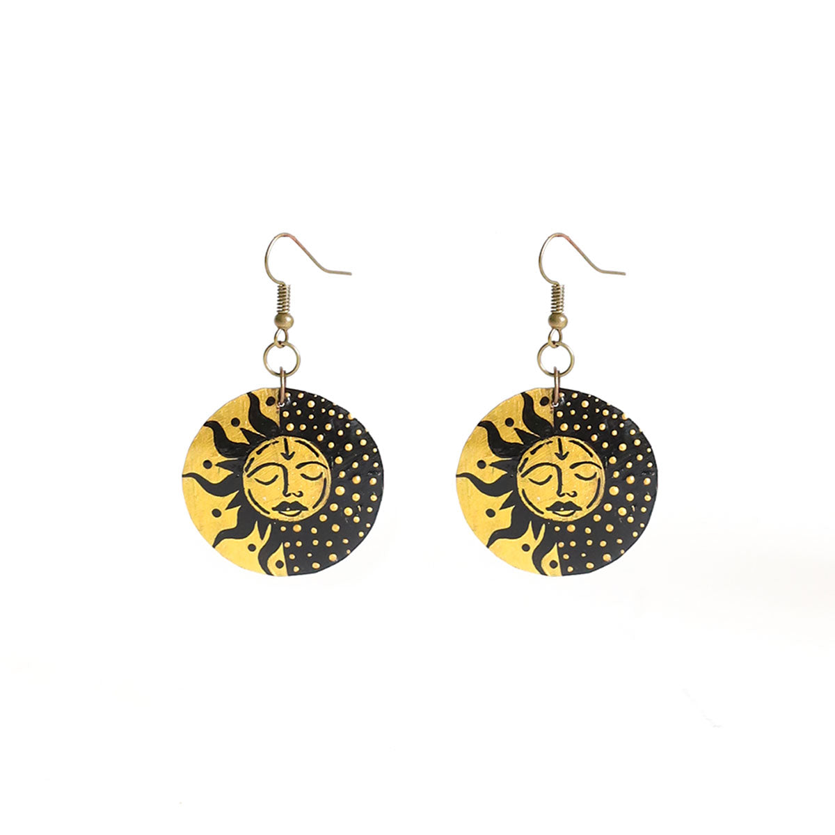 Sun Goddess Wooden Earrings
