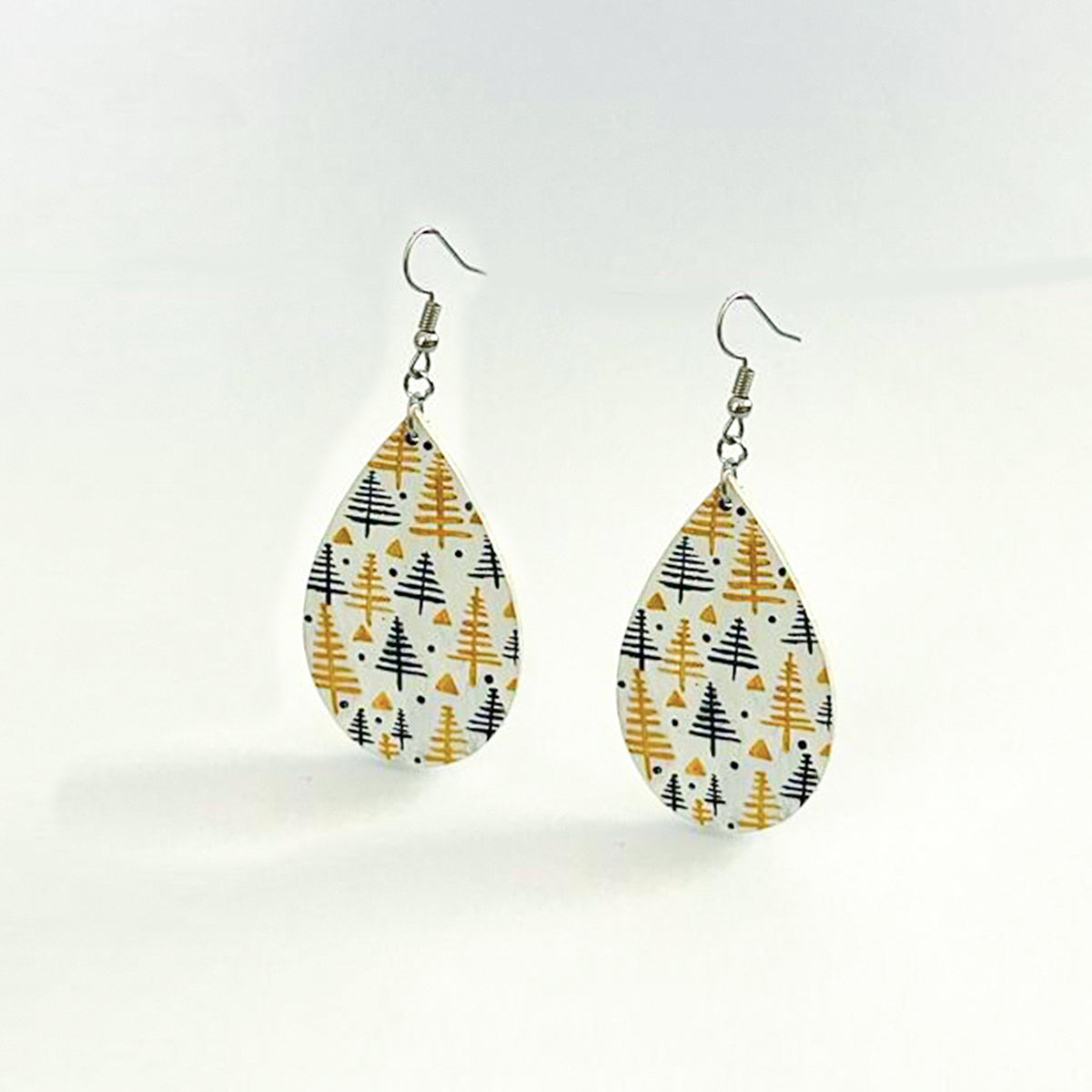 Snow Pine Wooden Earrings