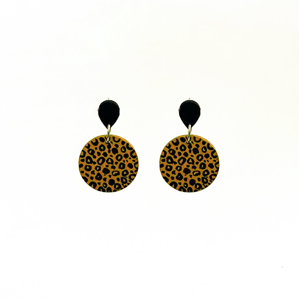Gold leopard Wooden Earrings