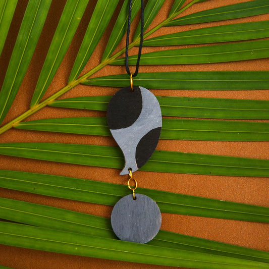 Black Spotted Wooden Necklace