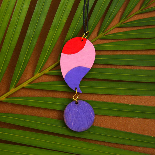 Purple Moon Wooden Necklace