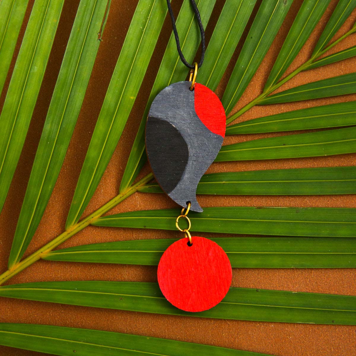 Red Moon Wooden Necklace