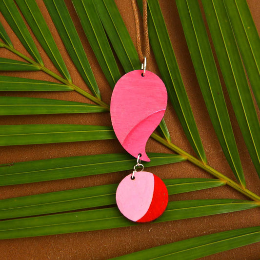 Pink Moon Wooden Necklace