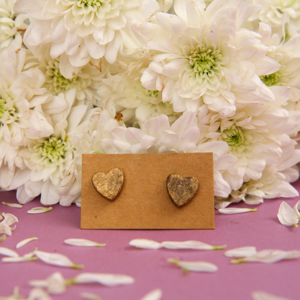 Gold Hearts Terracotta Earrings