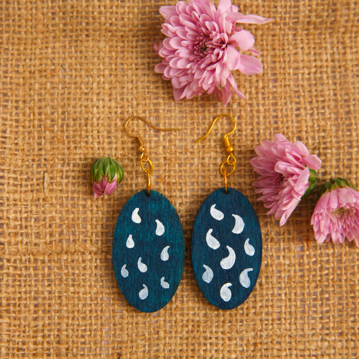 Water Drop Wooden Earrings
