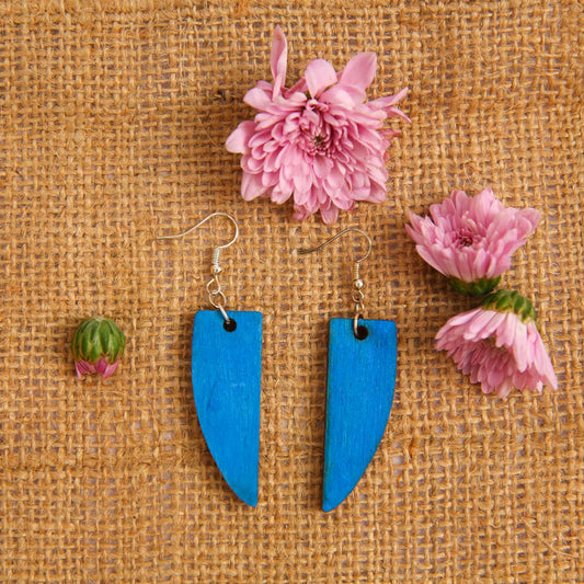 Blue Beak Wooden Earrings