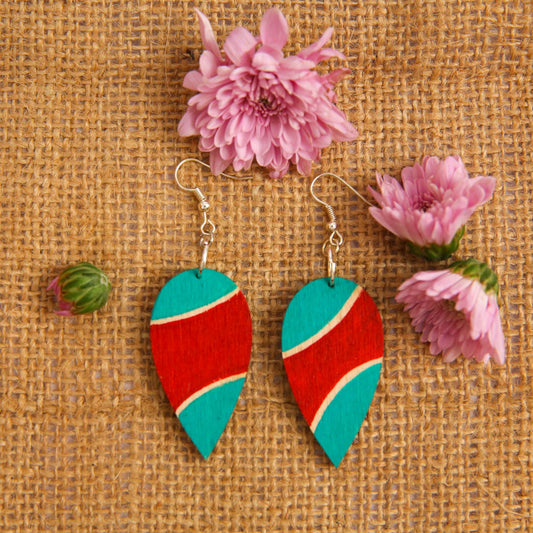 Red Drop Wooden Earrings