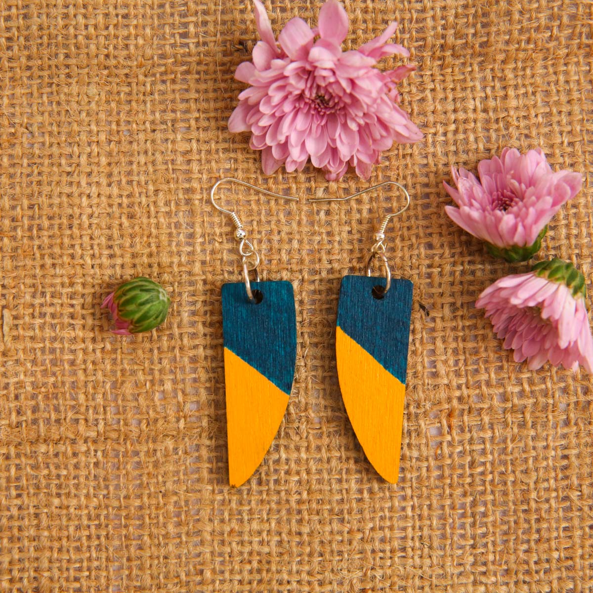 Color Block Wooden Earrings