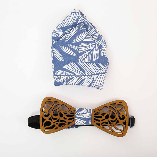 Blue Palms Intricate Bow Tie Set