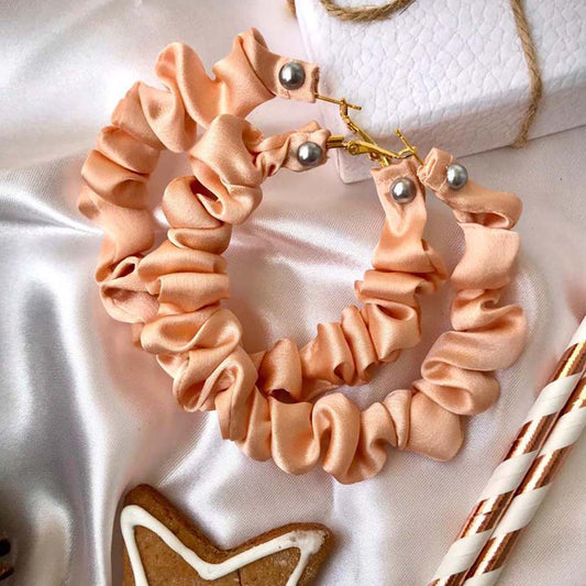 Apricot Satin Hoop Earrings