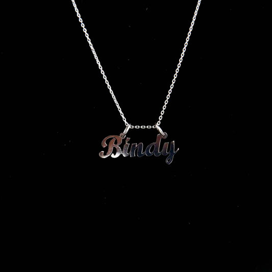 Silver Custom Nametag Pendant With Box Chain