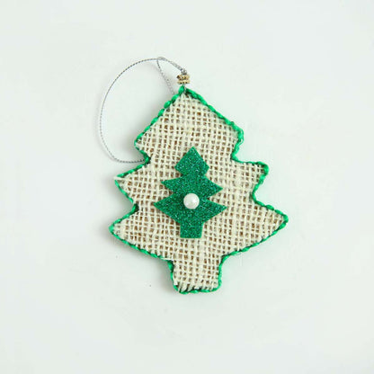 Burlap Christmas Ornament Set