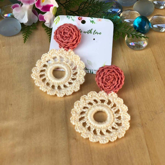 Rose On Top Crochet Earrings