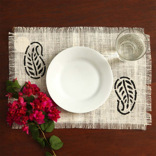 Burlap Leaf Table Mat