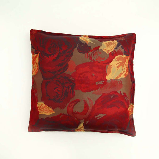 Red & Gold Rose Embossed Cushion Cover