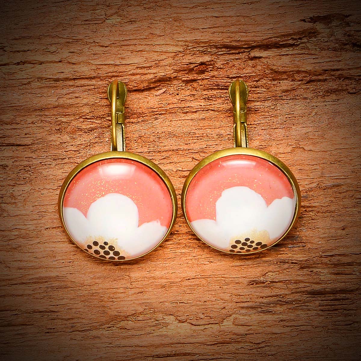 Peach Camellia Earrings