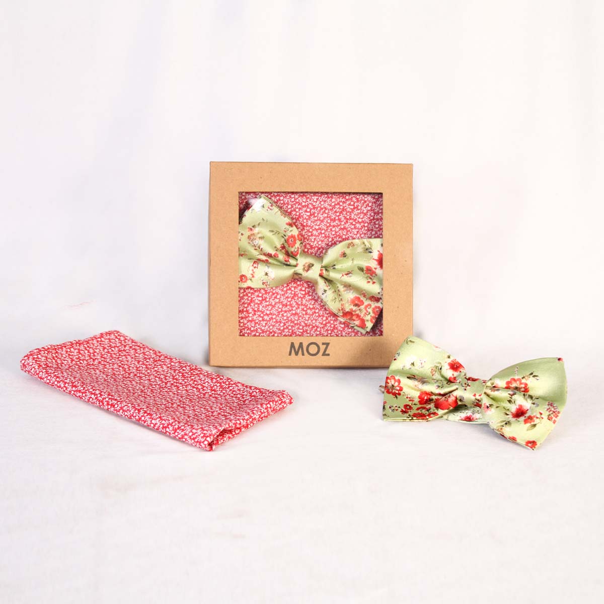 Olive Flowers Bow Tie