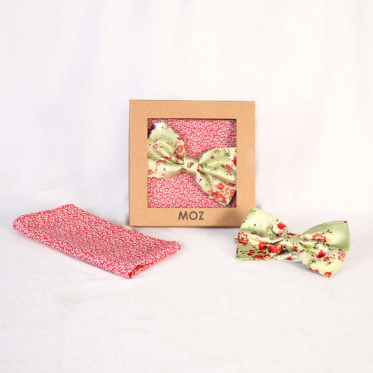 Olive Flowers Bow Tie