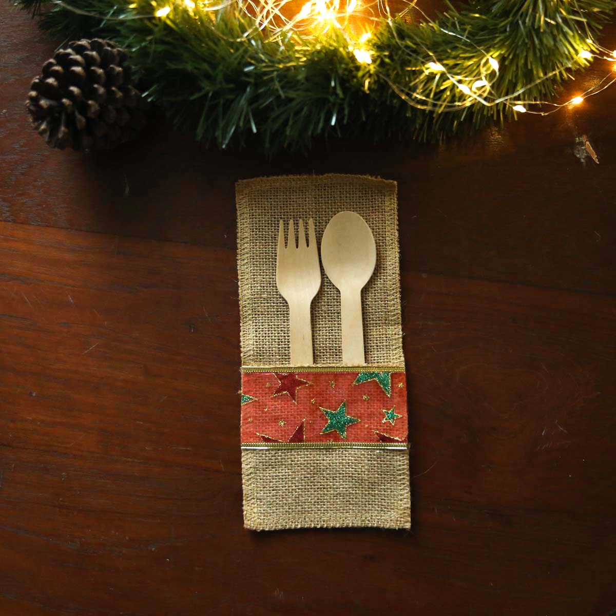 Burlap Christmas Cutlery Holder Set