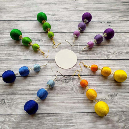 Yellow Blue Drop Earrings