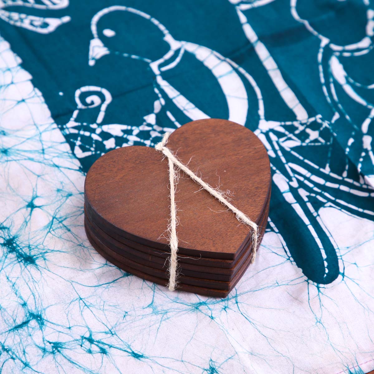 Wooden Heart Coaster Set